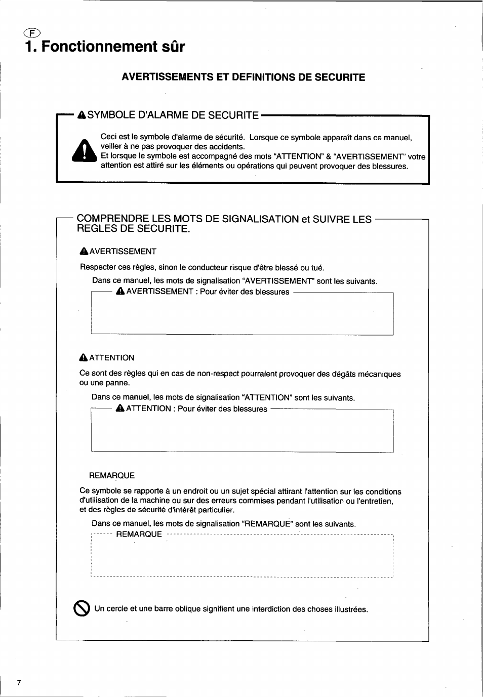 Fonctionnement sûr, Avertissements et definitions de securite | Husqvarna 26H User Manual | Page 8 / 41