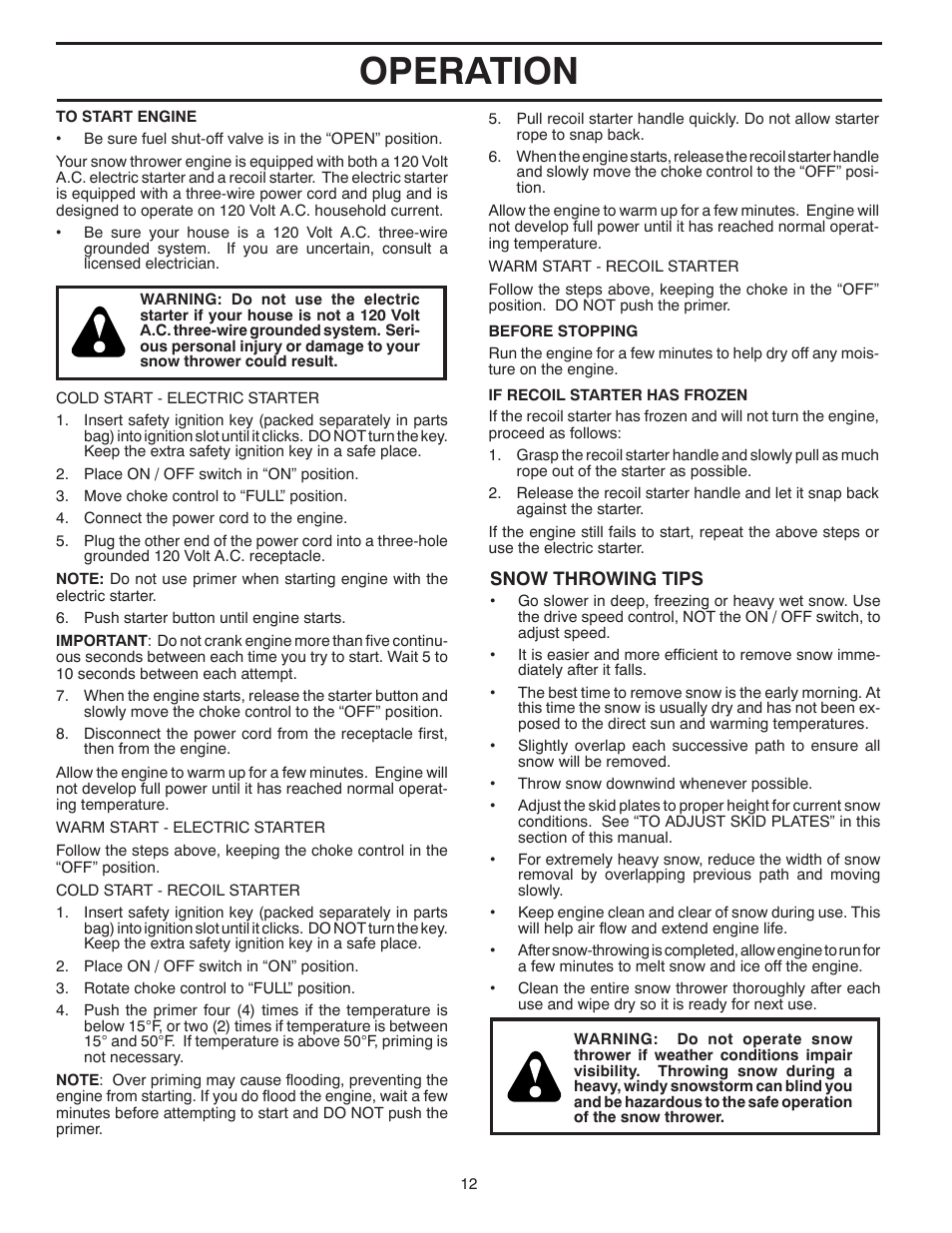 Operation | Husqvarna 96193004500 User Manual | Page 12 / 20
