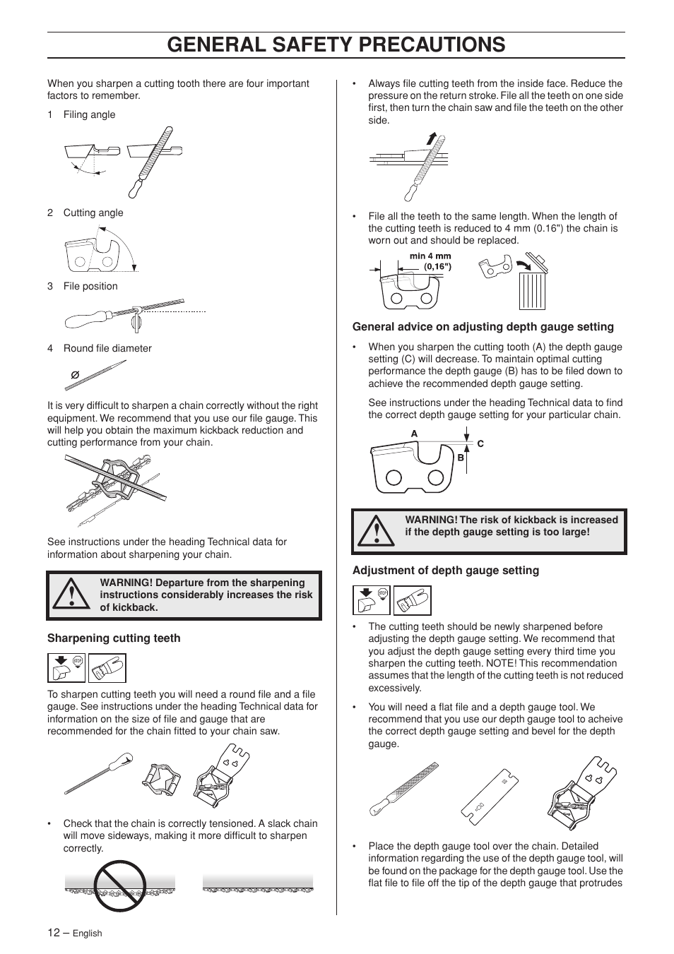 General safety precautions | Husqvarna 340e User Manual | Page 12 / 44