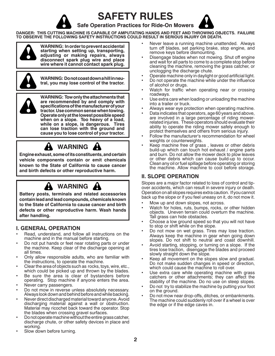 Safety rules, Warning | Husqvarna 96045002800 User Manual | Page 2 / 48