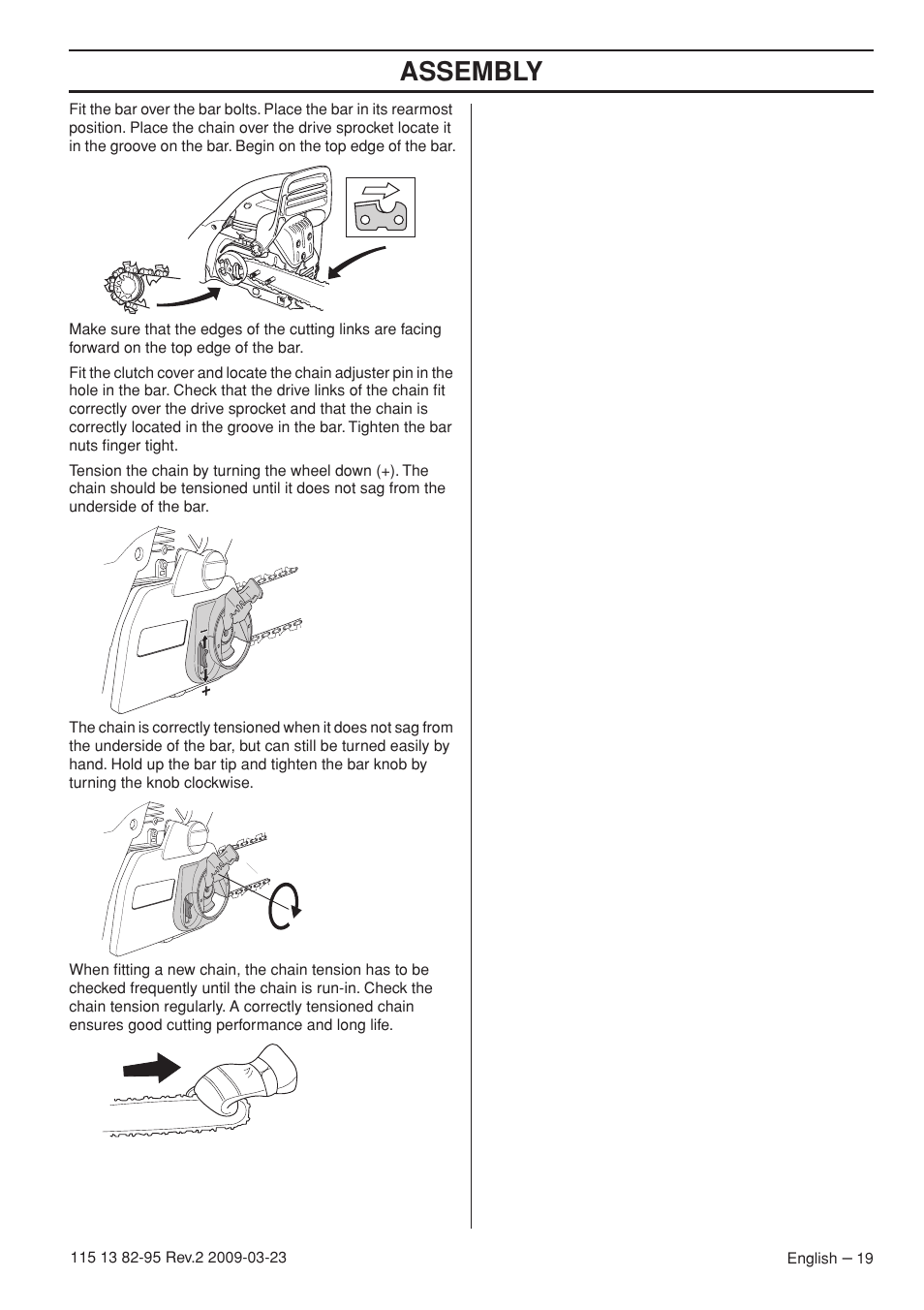 Assembly | Husqvarna 115 13 82-95 User Manual | Page 19 / 44