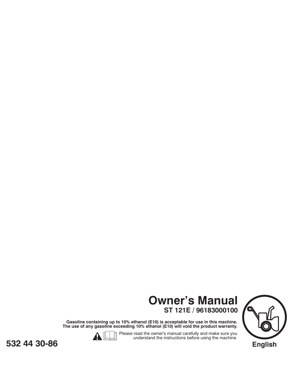 Husqvarna Walk-Behind Snow Thrower ST 121E/96183000100 User Manual | 40 pages