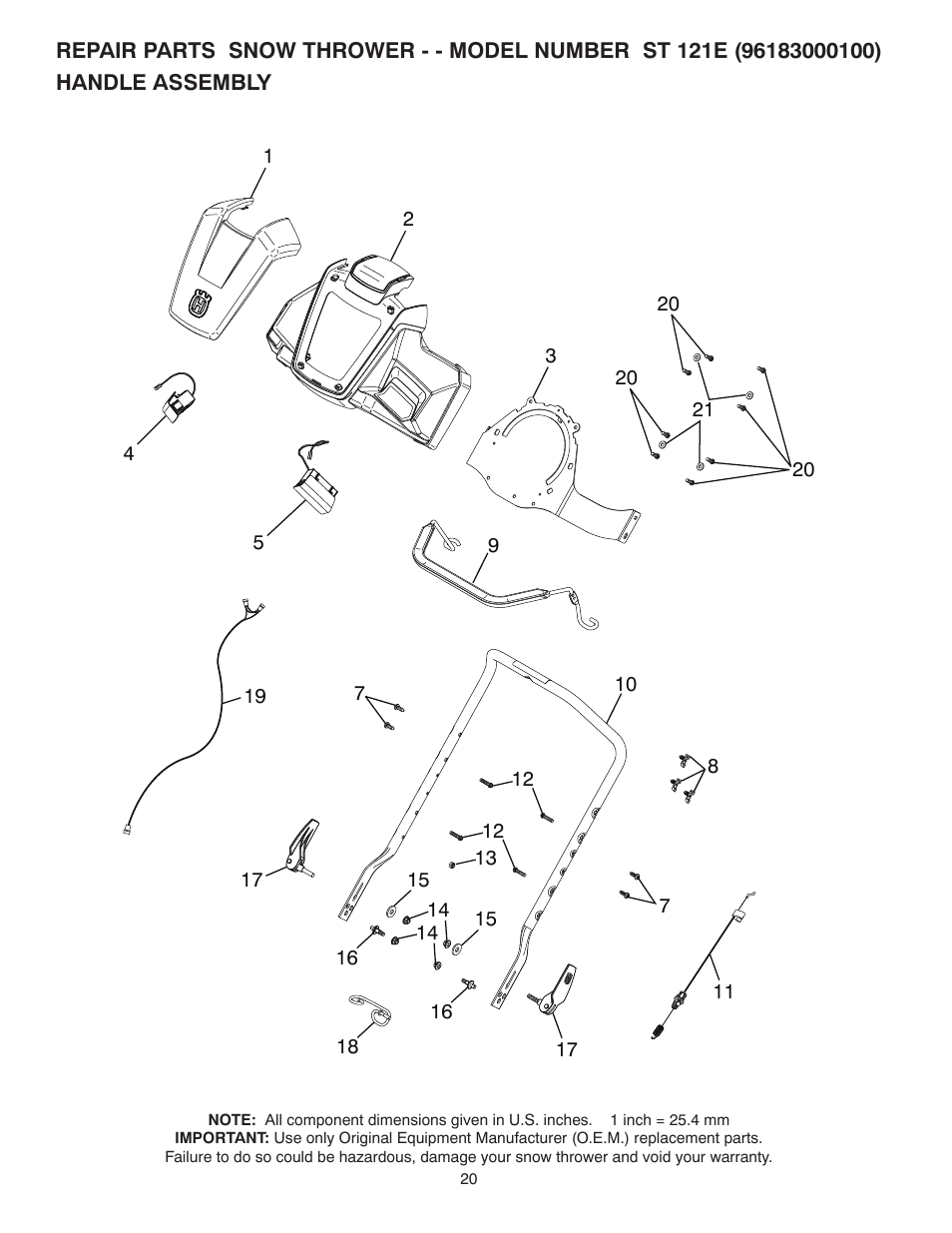 Husqvarna Walk-Behind Snow Thrower ST 121E/96183000100 User Manual | Page 20 / 40