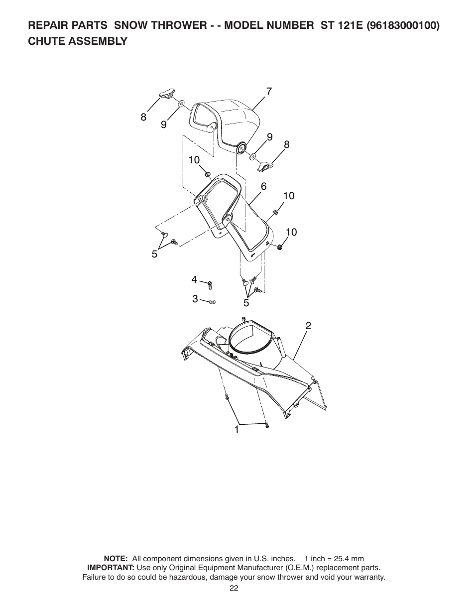 Husqvarna Walk-Behind Snow Thrower ST 121E/96183000100 User Manual | Page 22 / 40
