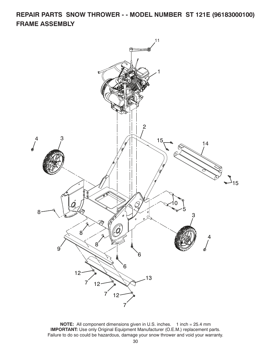 Husqvarna Walk-Behind Snow Thrower ST 121E/96183000100 User Manual | Page 30 / 40