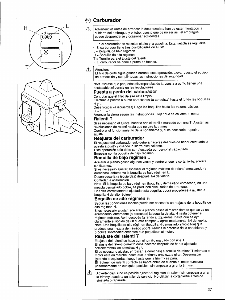 R) carburador | Husqvarna 26 R User Manual | Page 26 / 33