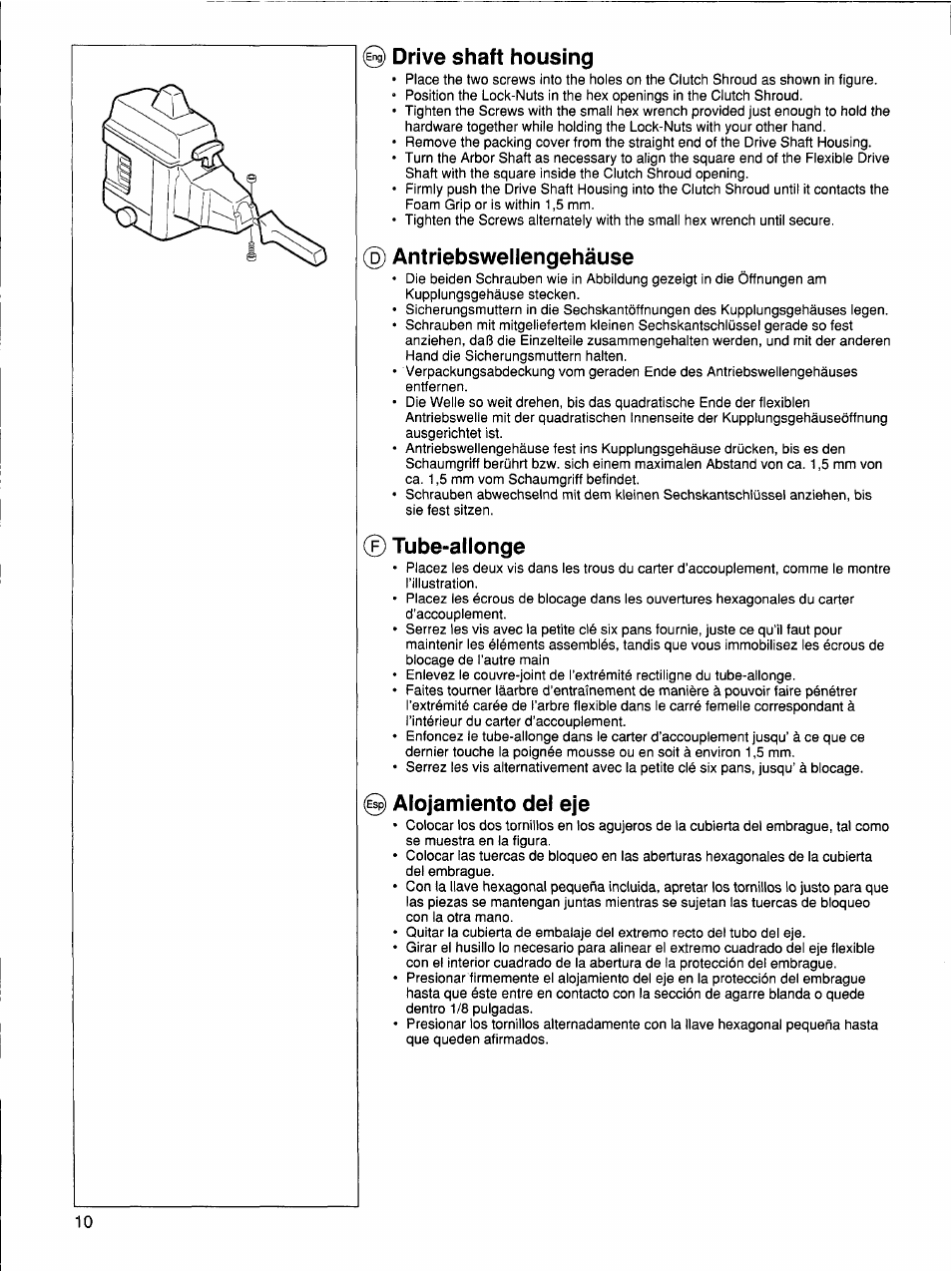 Drive shaft housing, Antriebswellengehäuse, 0 tube-allonge | 0 alojamiento del eje | Husqvarna 26 R User Manual | Page 9 / 33