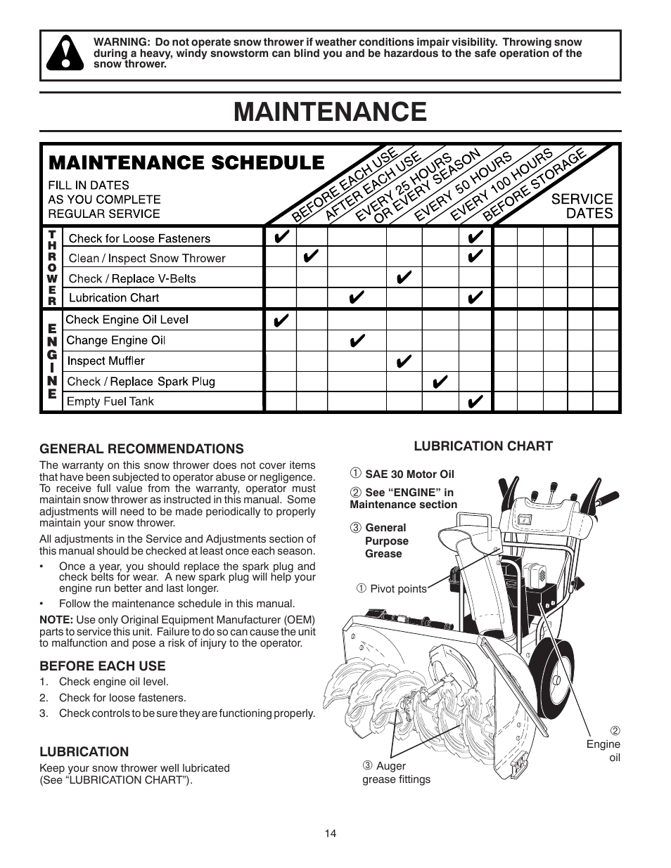 Maintenance | Husqvarna 1130SB-XLSB User Manual | Page 14 / 40