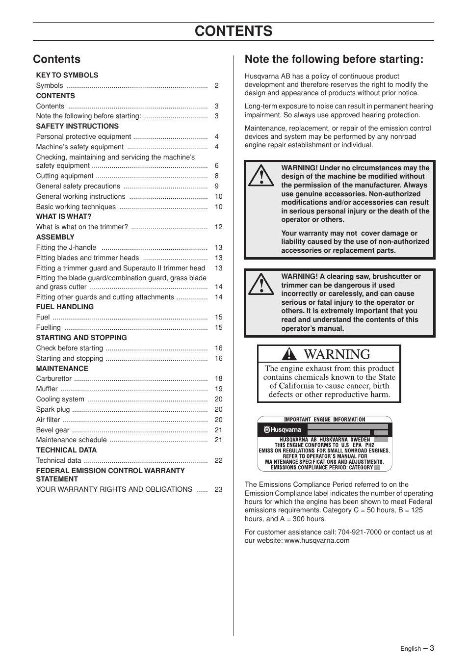 Husqvarna 326RJX User Manual | Page 3 / 32