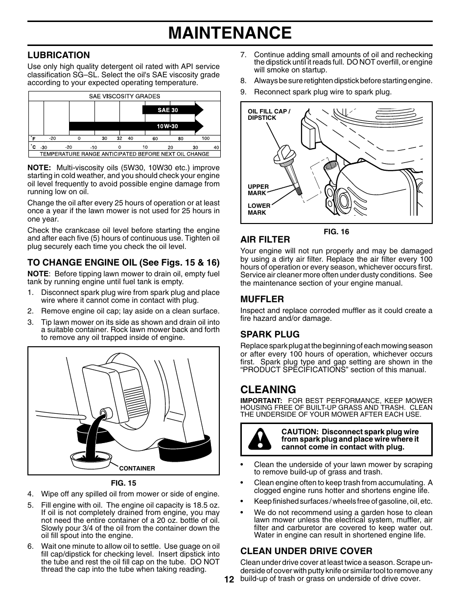 Maintenance, Cleaning | Husqvarna 5521RSX User Manual | Page 12 / 22