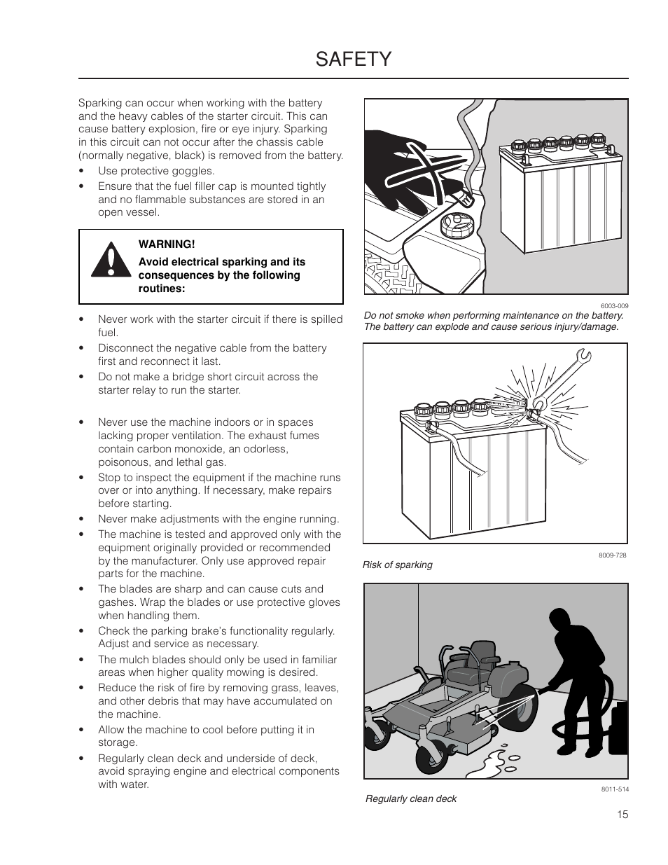 Safety | Husqvarna 115 312526R1 User Manual | Page 15 / 64