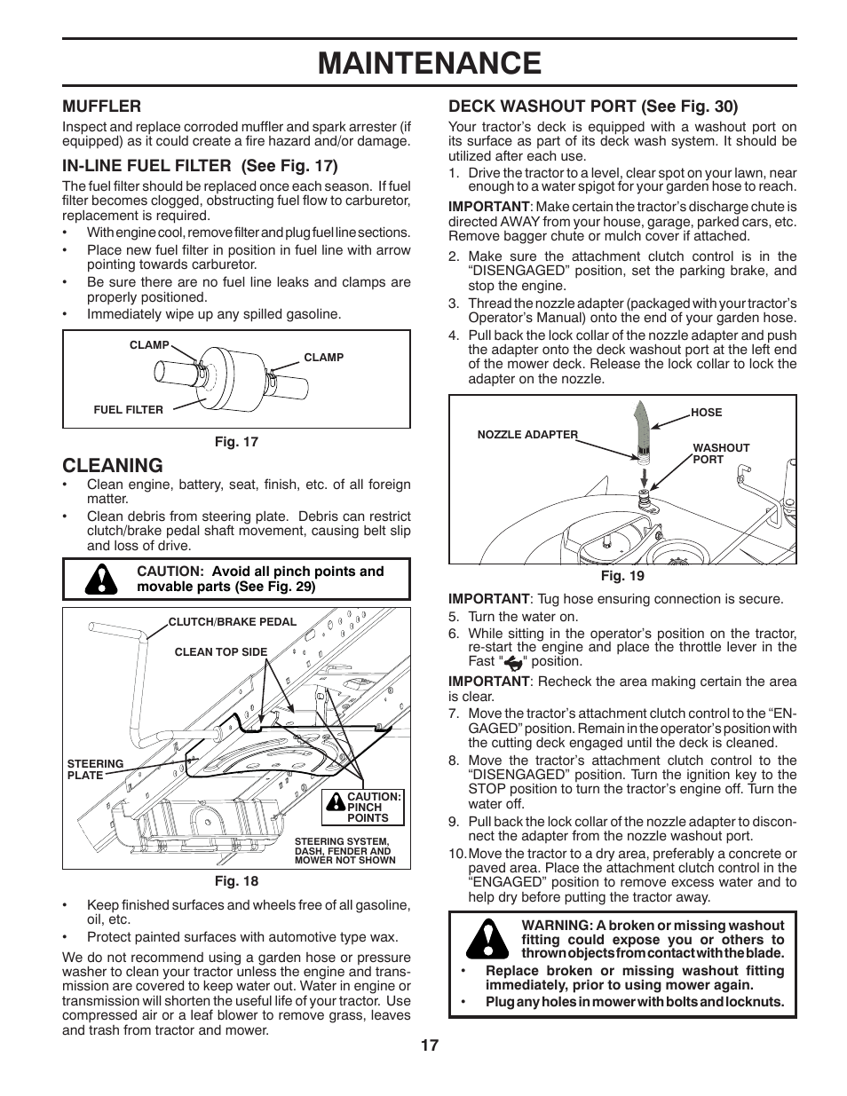 Maintenance, Cleaning | Husqvarna 532 43 14-90 YTH2348 User Manual | Page 17 / 44