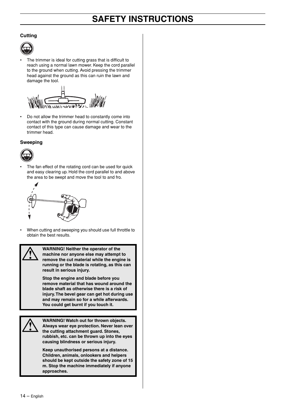 Safety instructions | Husqvarna 324RX-Series User Manual | Page 14 / 36