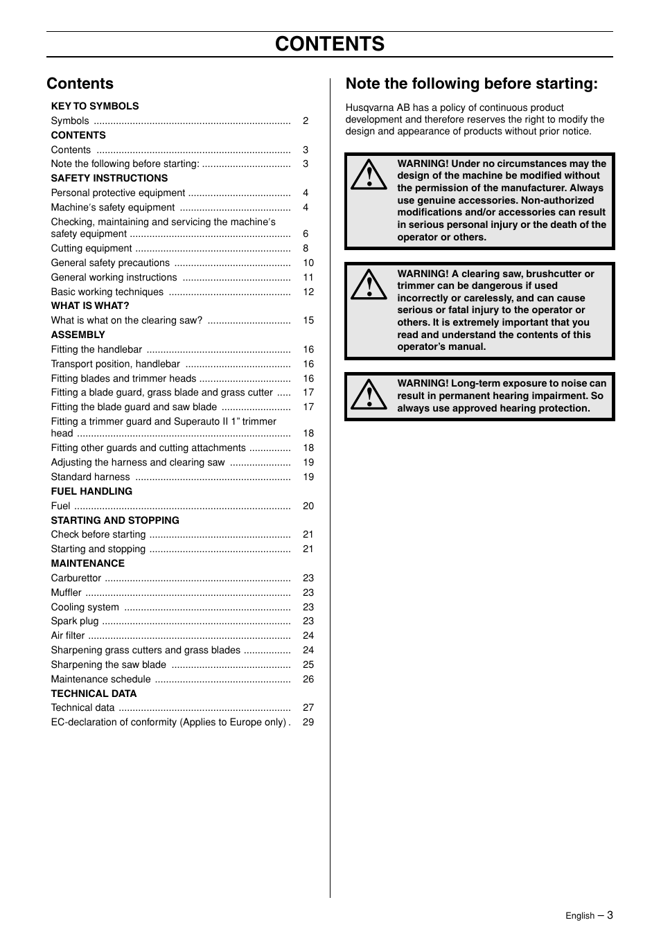 Husqvarna 324RX-Series User Manual | Page 3 / 36