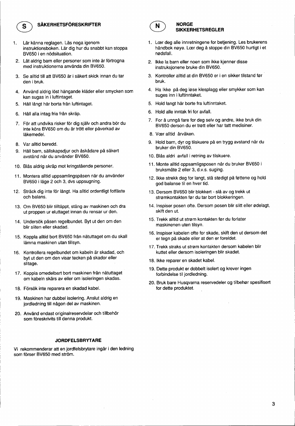 Husqvarna BV650 User Manual | Page 3 / 27