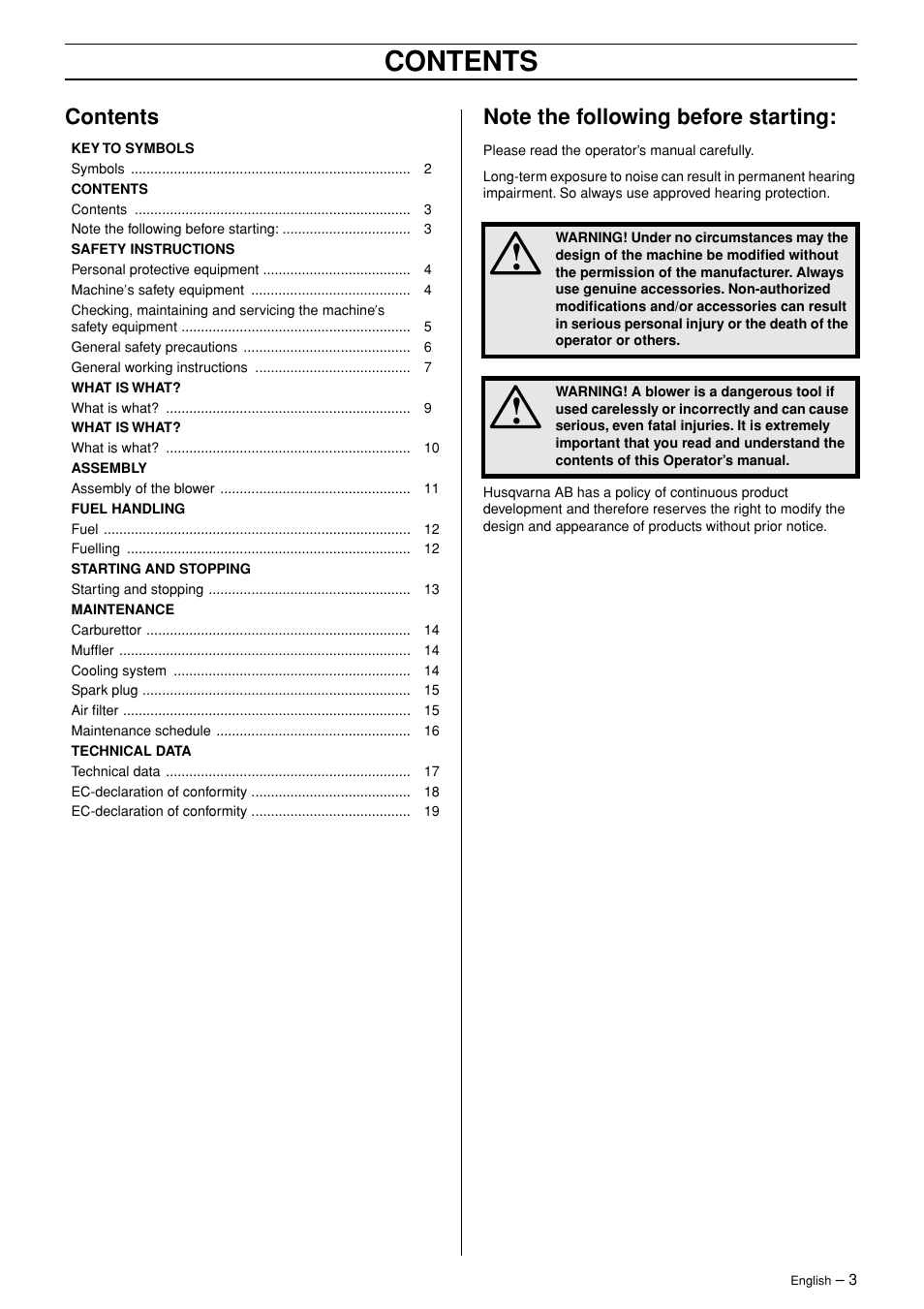 Husqvarna 125BT User Manual | Page 3 / 20