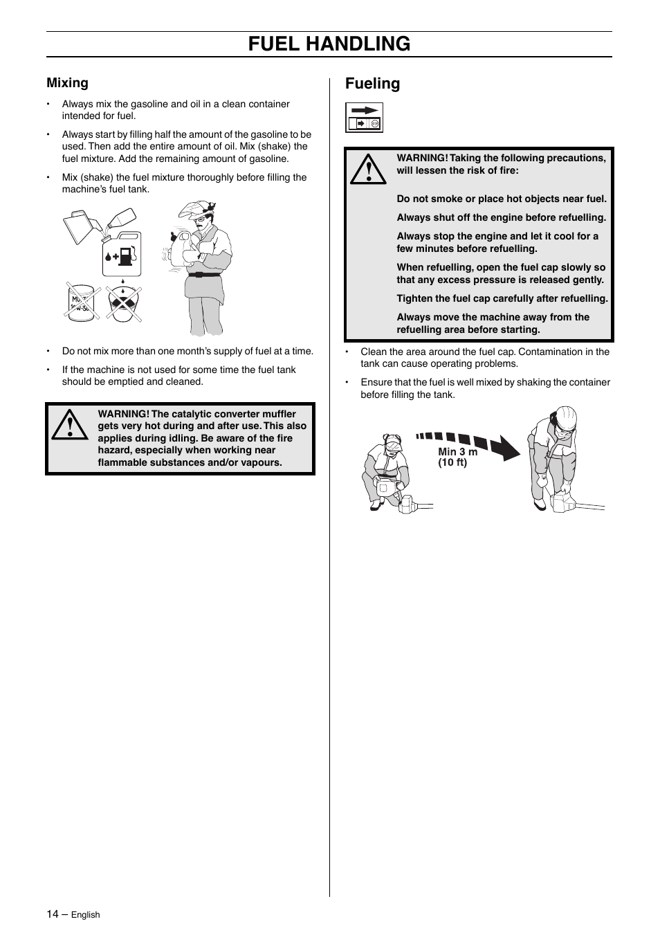 Fuel handling, Fueling | Husqvarna 326Lx User Manual | Page 14 / 40