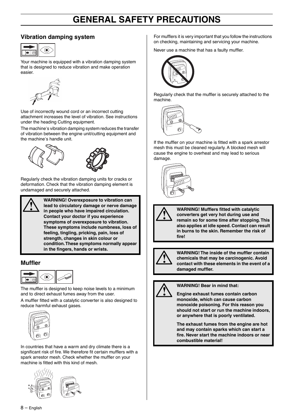 General safety precautions | Husqvarna 326Lx User Manual | Page 8 / 40