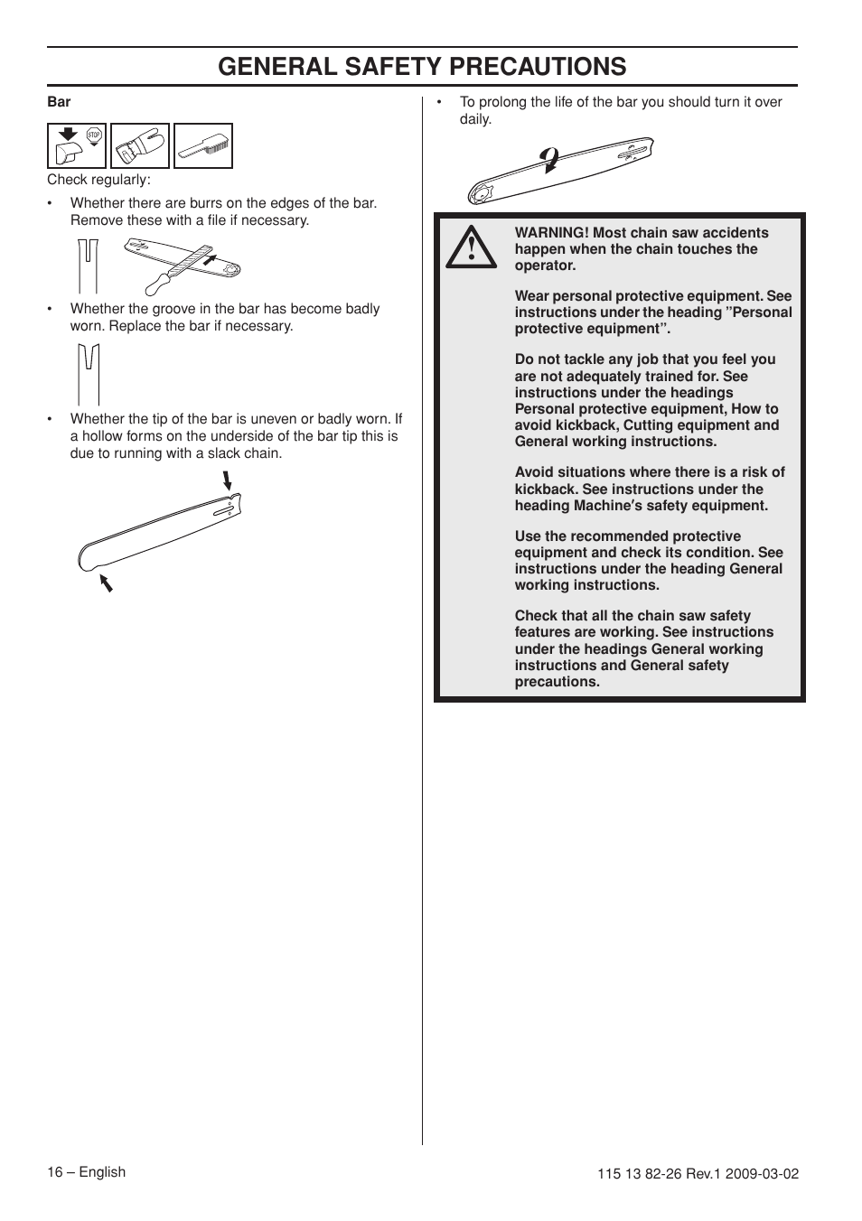 General safety precautions | Husqvarna Rancher 455 User Manual | Page 16 / 44