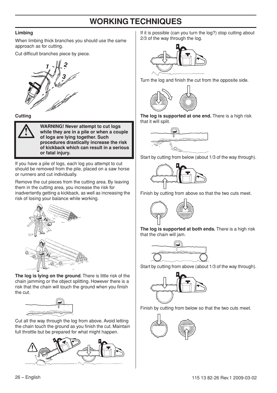 Working techniques | Husqvarna Rancher 455 User Manual | Page 26 / 44
