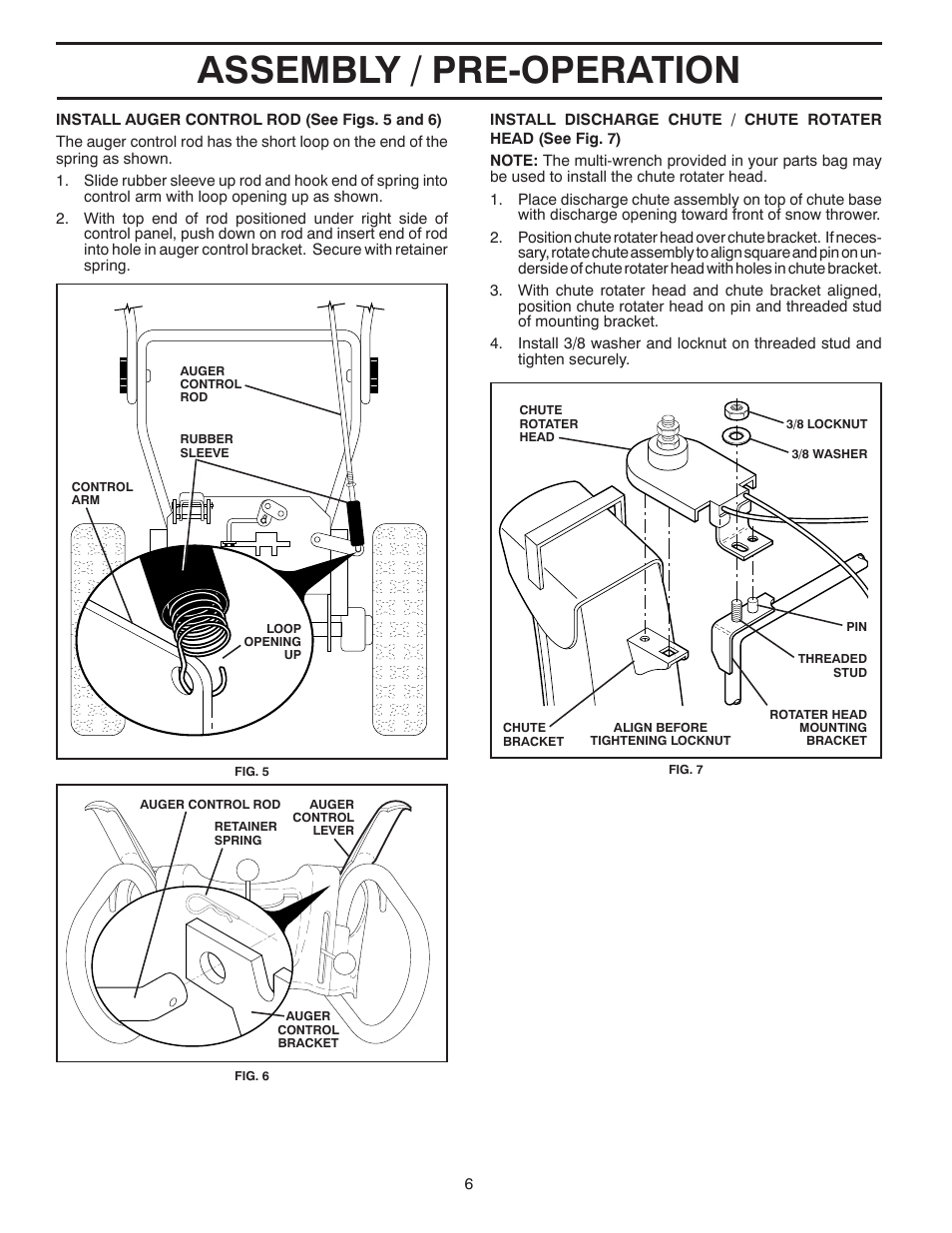 Assembly / pre-operation | Husqvarna 1130SB User Manual | Page 6 / 40