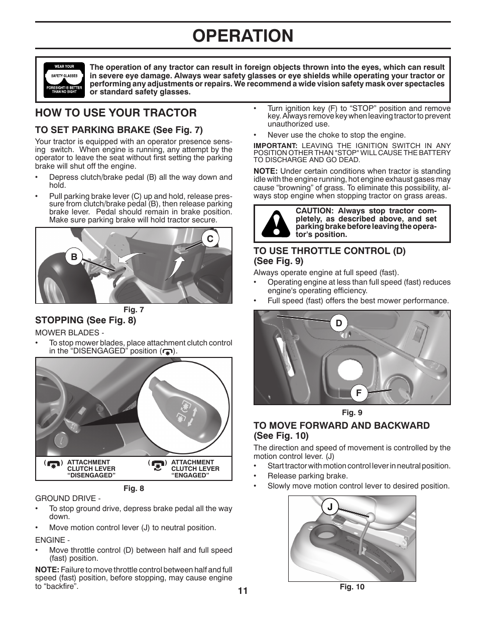 Operation, How to use your tractor | Husqvarna 917.2896 User Manual | Page 11 / 52