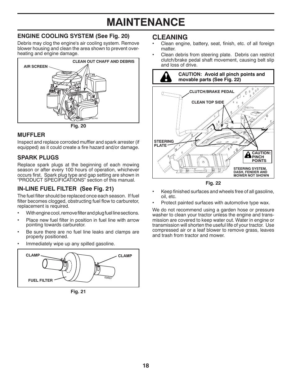 Maintenance, Cleaning | Husqvarna 917.2896 User Manual | Page 18 / 52