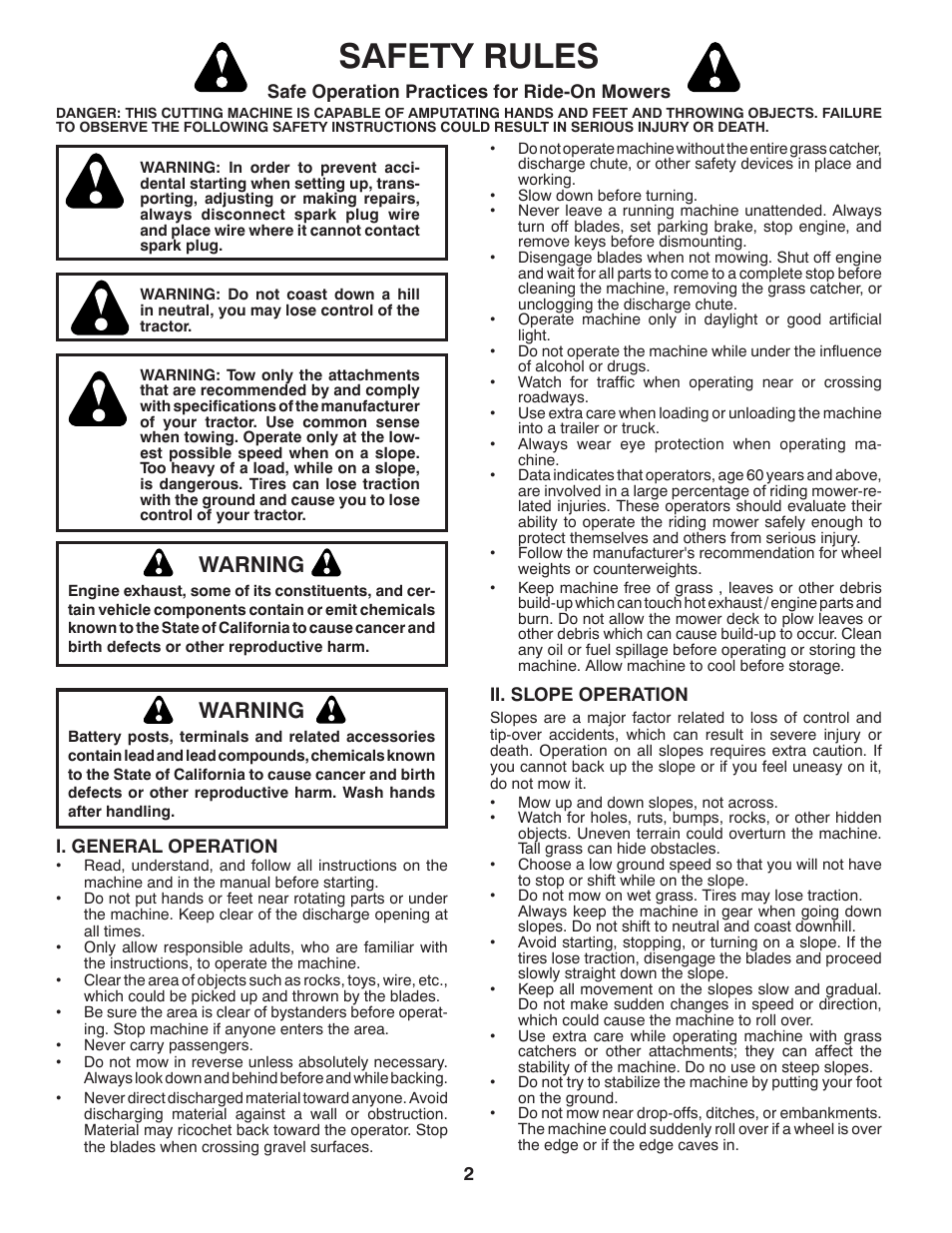 Safety rules, Warning | Husqvarna 917.2896 User Manual | Page 2 / 52