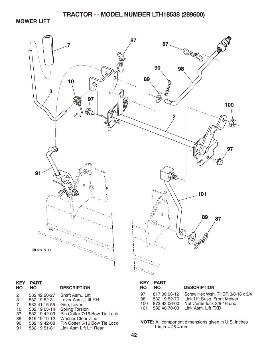 Mower lift | Husqvarna 917.2896 User Manual | Page 42 / 52