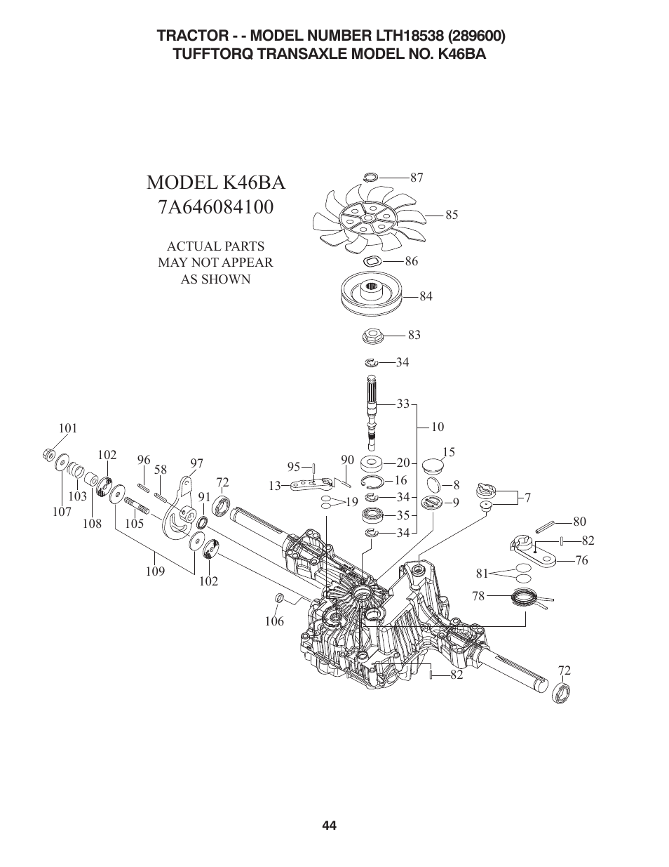 Transaxle | Husqvarna 917.2896 User Manual | Page 44 / 52