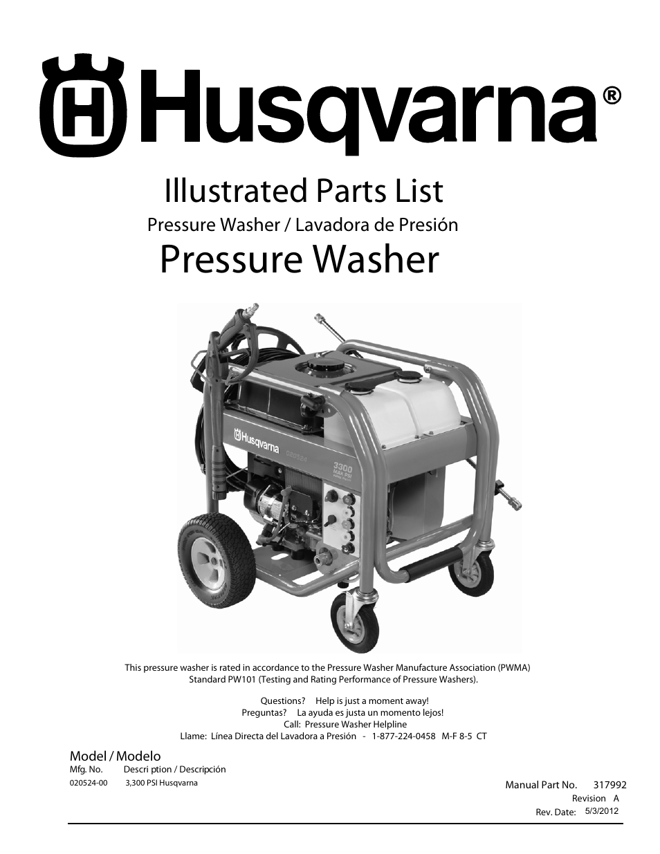 Husqvarna Pressure Washer 020524-00 3 User Manual | 8 pages