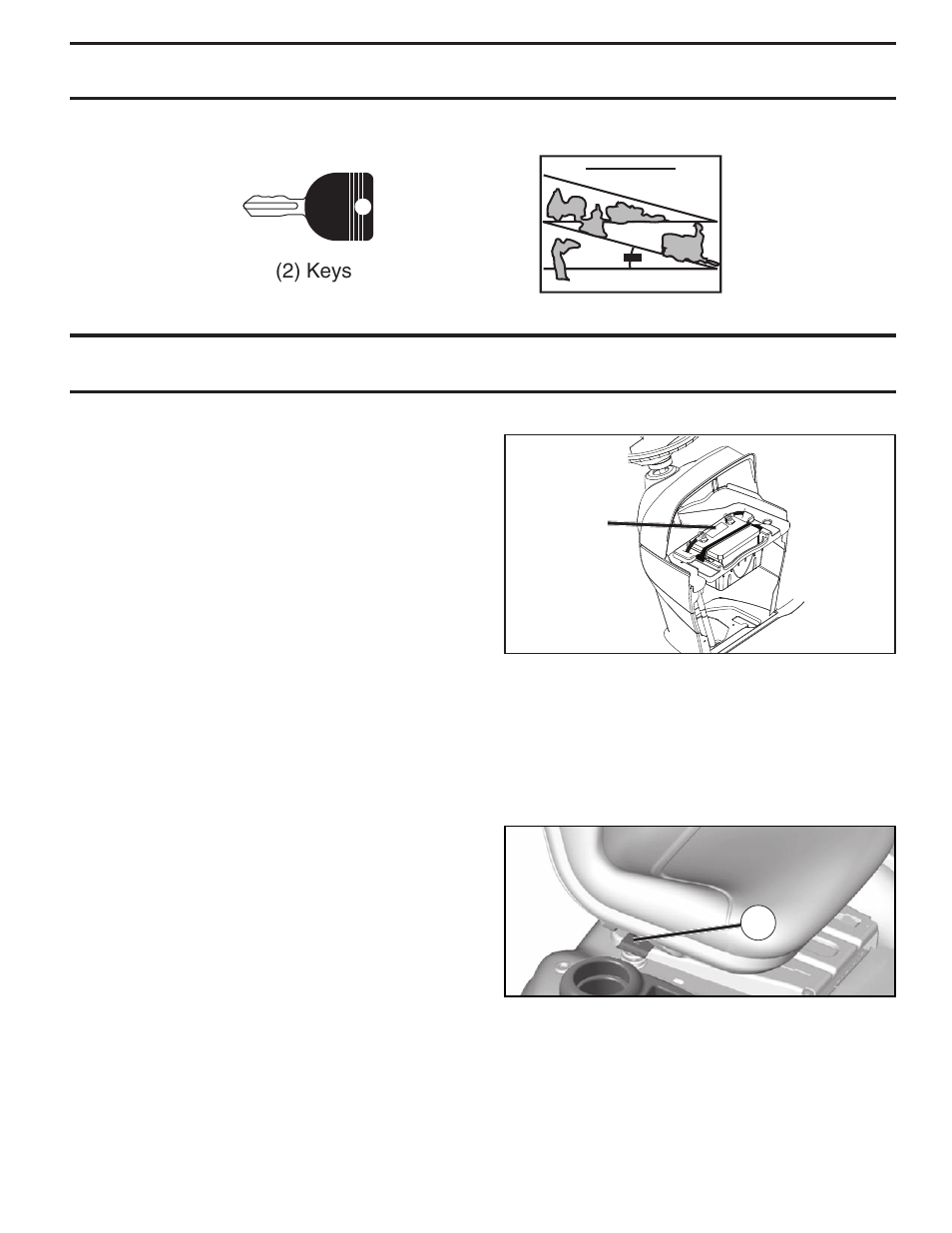 Unassembled parts, Assembly, Keys | Slope sheet | Husqvarna YTH2242 TF User Manual | Page 5 / 44