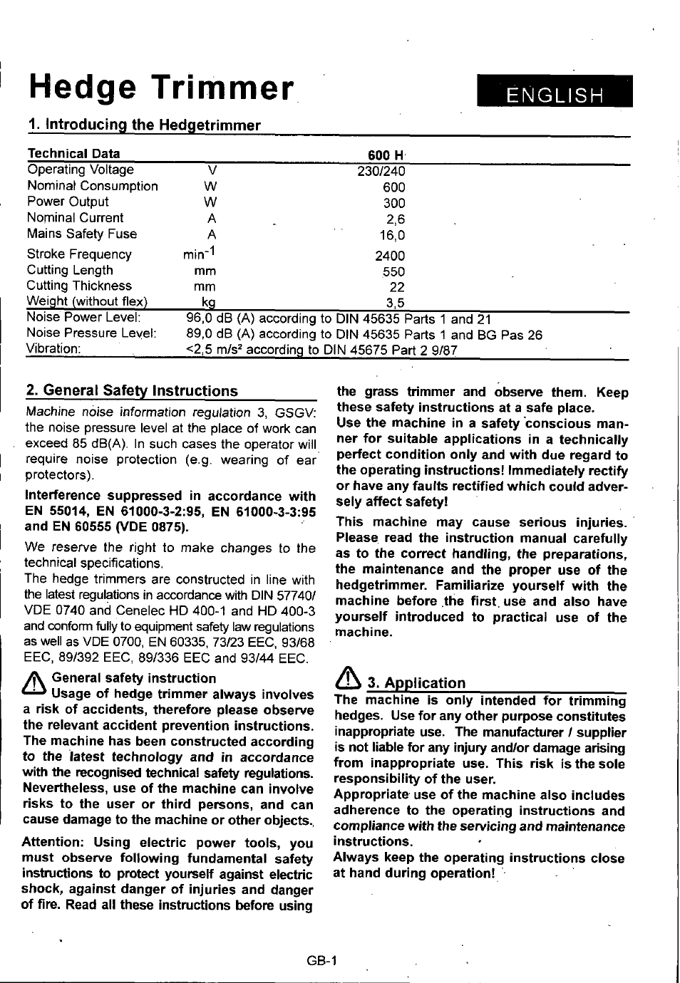 Hedge trimmer, English | Husqvarna 600H User Manual | Page 15 / 54