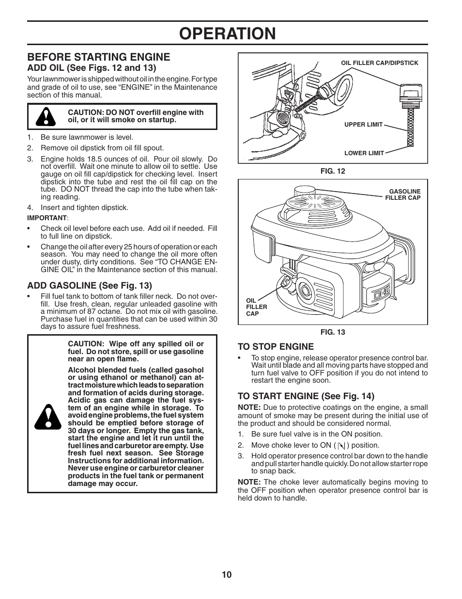 Operation, Before starting engine | Husqvarna 55C21HV User Manual | Page 10 / 24