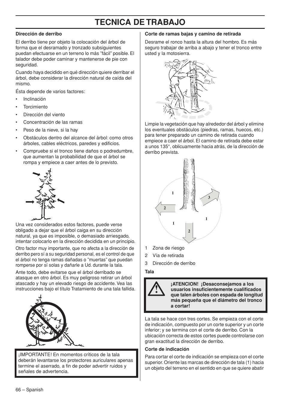 Tecnica de trabajo | Husqvarna 445e TrioBrake User Manual | Page 66 / 84