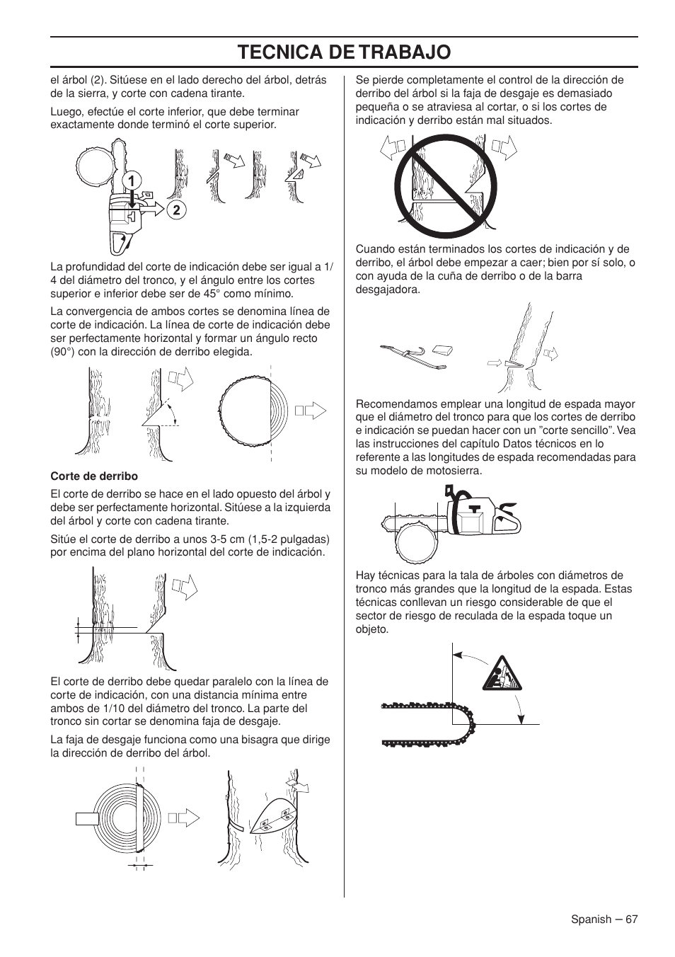 Tecnica de trabajo | Husqvarna 445e TrioBrake User Manual | Page 67 / 84