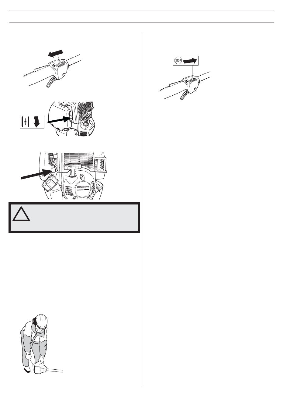 Warm engine, Starting, Stopping | Starting and stopping | Husqvarna 324LX-Series User Manual | Page 16 / 36