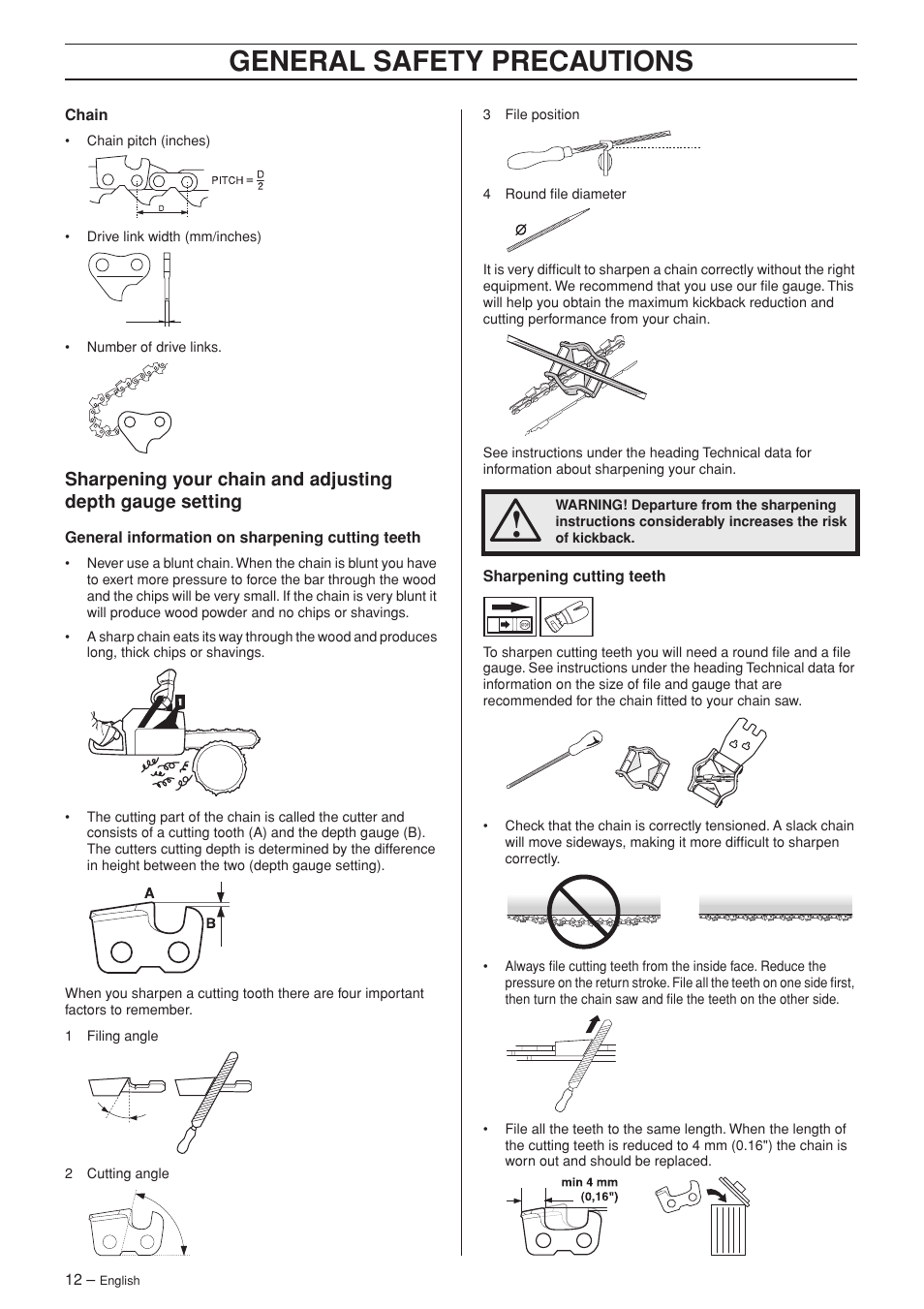 General safety precautions | Husqvarna 55 EPA I User Manual | Page 12 / 44