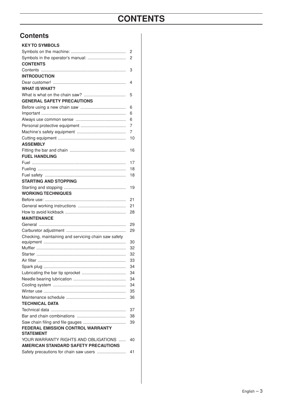Husqvarna 55 EPA I User Manual | Page 3 / 44