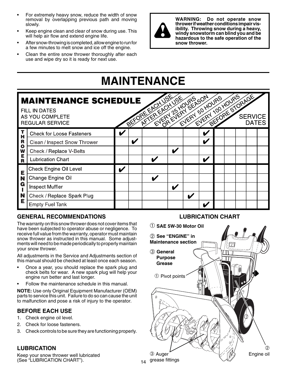 Maintenance | Husqvarna 1130SBE-OV User Manual | Page 14 / 32