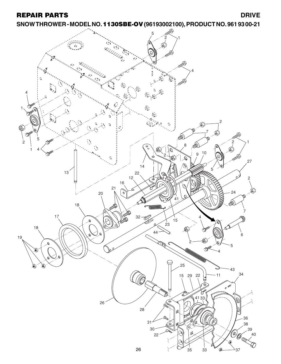 Drive, Repair parts drive | Husqvarna 1130SBE-OV User Manual | Page 26 / 32