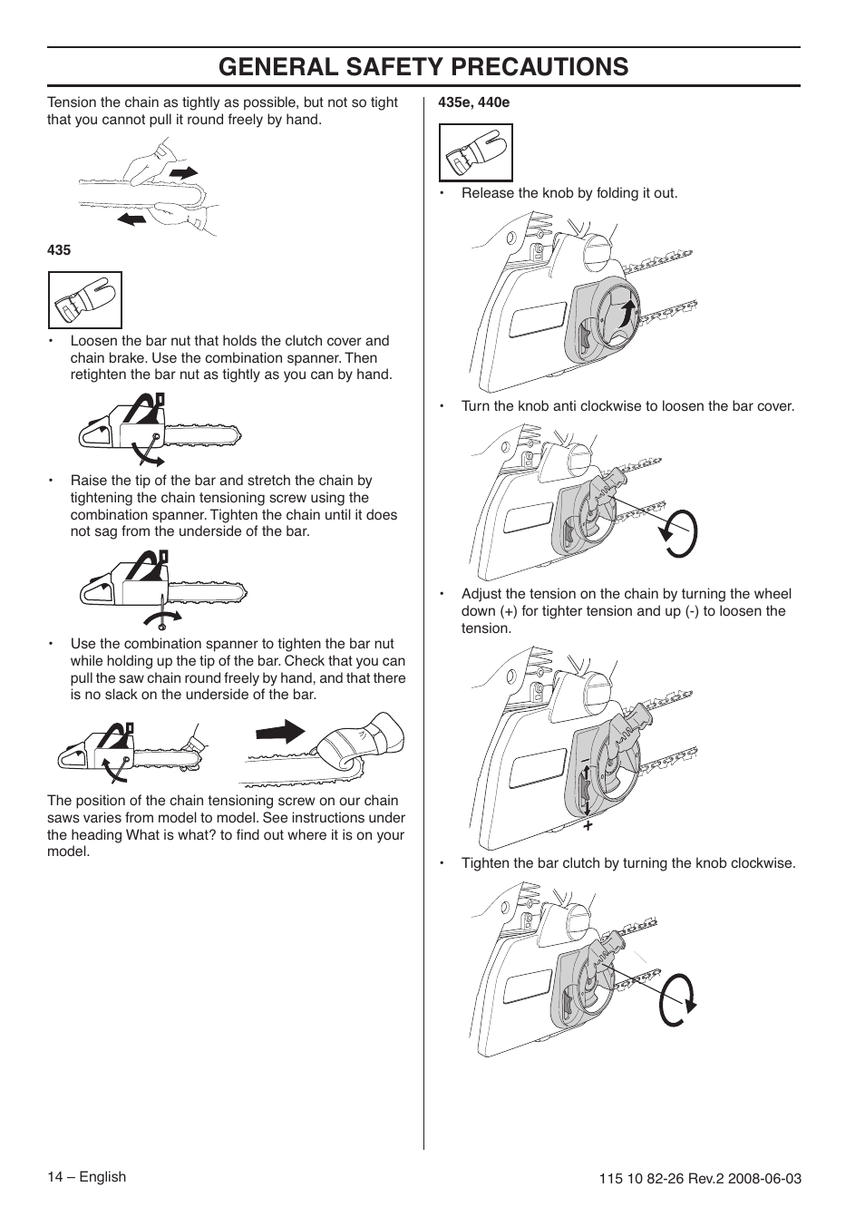 General safety precautions | Husqvarna 440e User Manual | Page 14 / 44