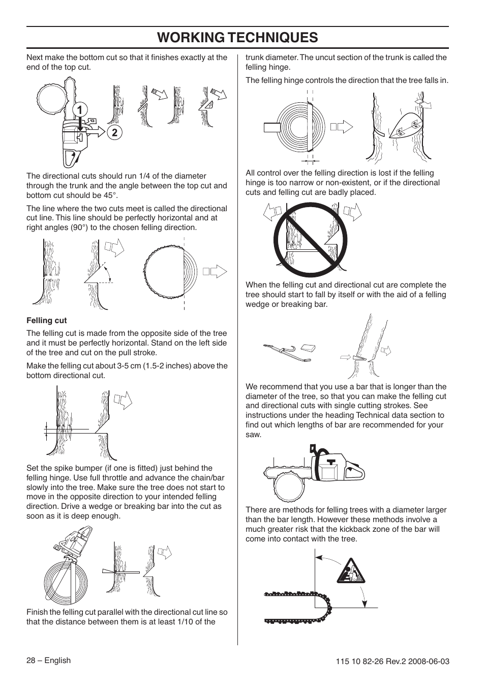 Working techniques | Husqvarna 440e User Manual | Page 28 / 44