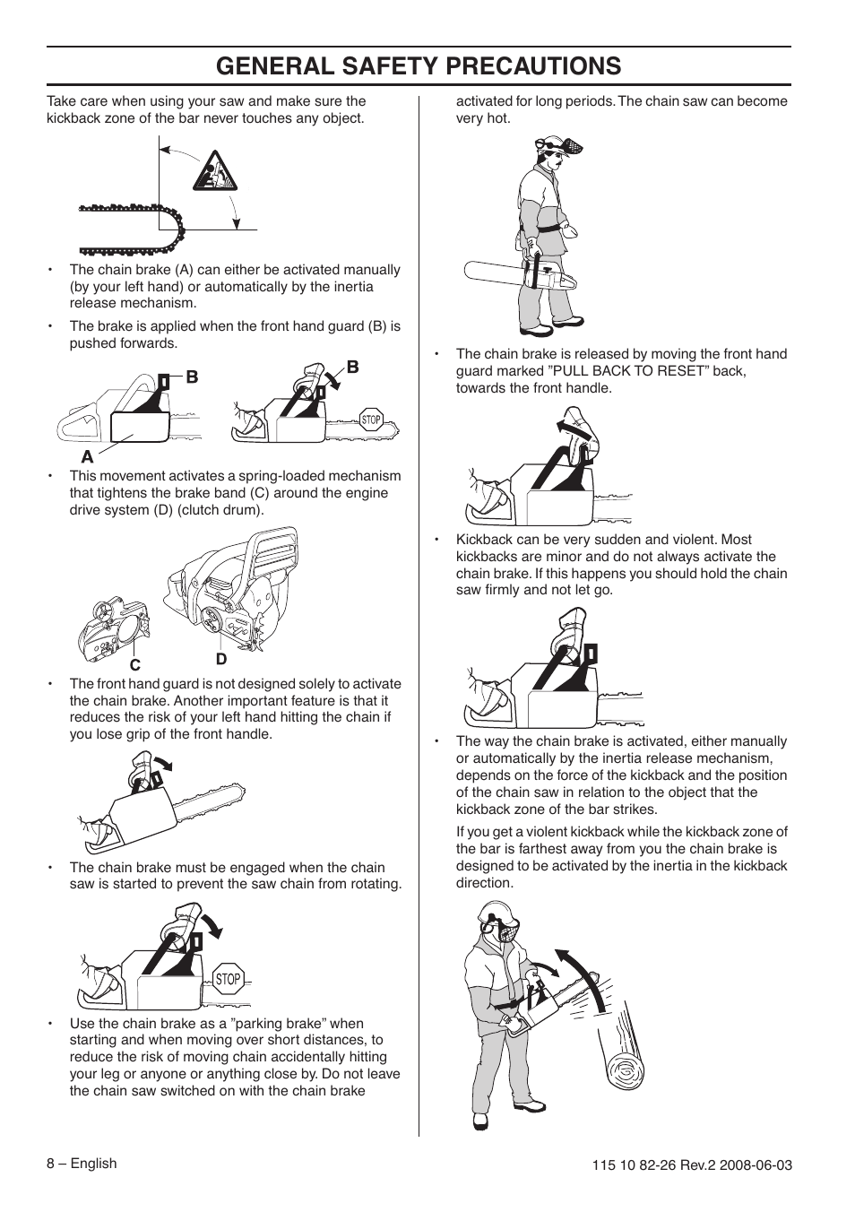 General safety precautions | Husqvarna 440e User Manual | Page 8 / 44