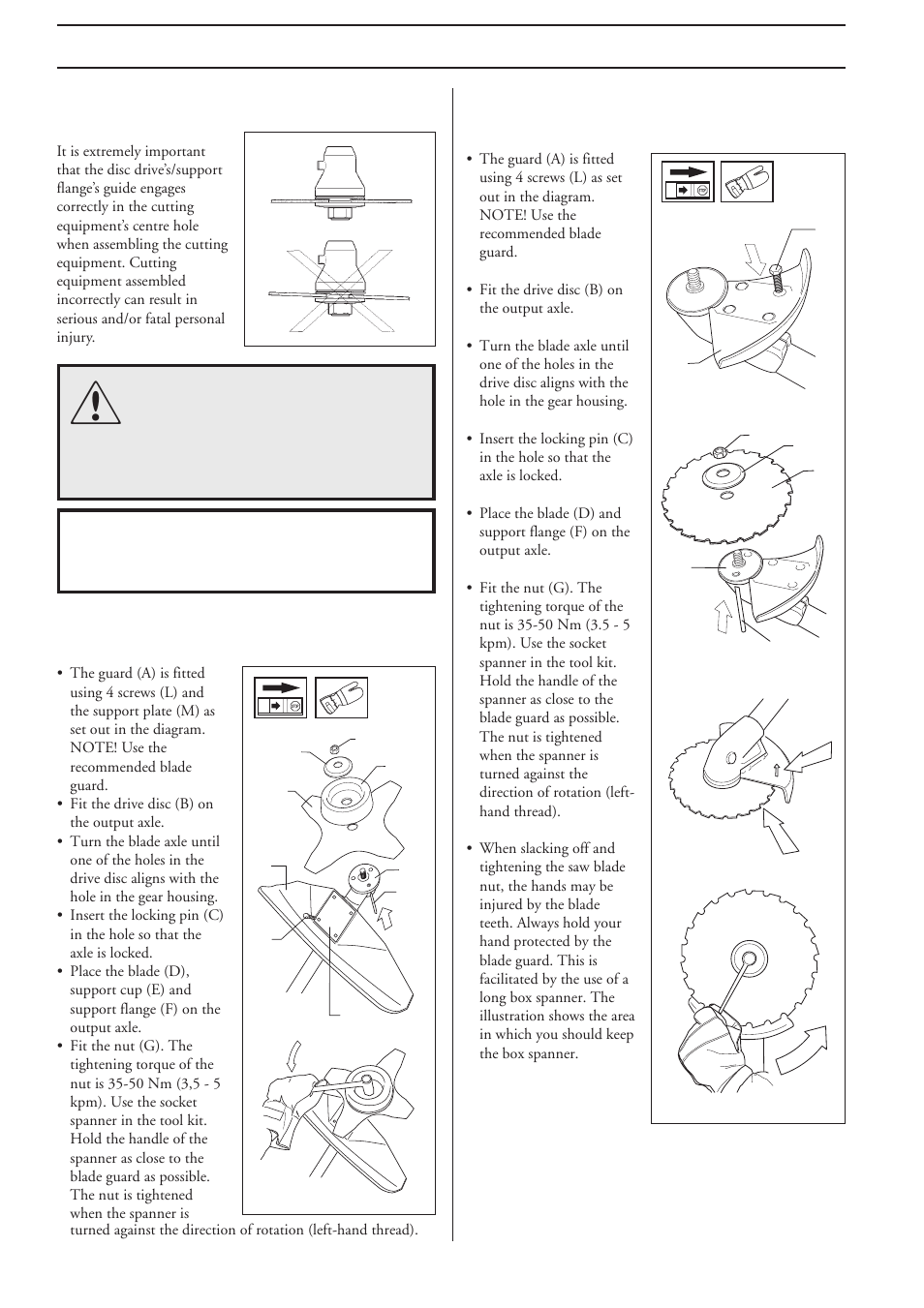 Assembly, Assembly of the blade and trimmer head | Husqvarna 232R User Manual | Page 18 / 30