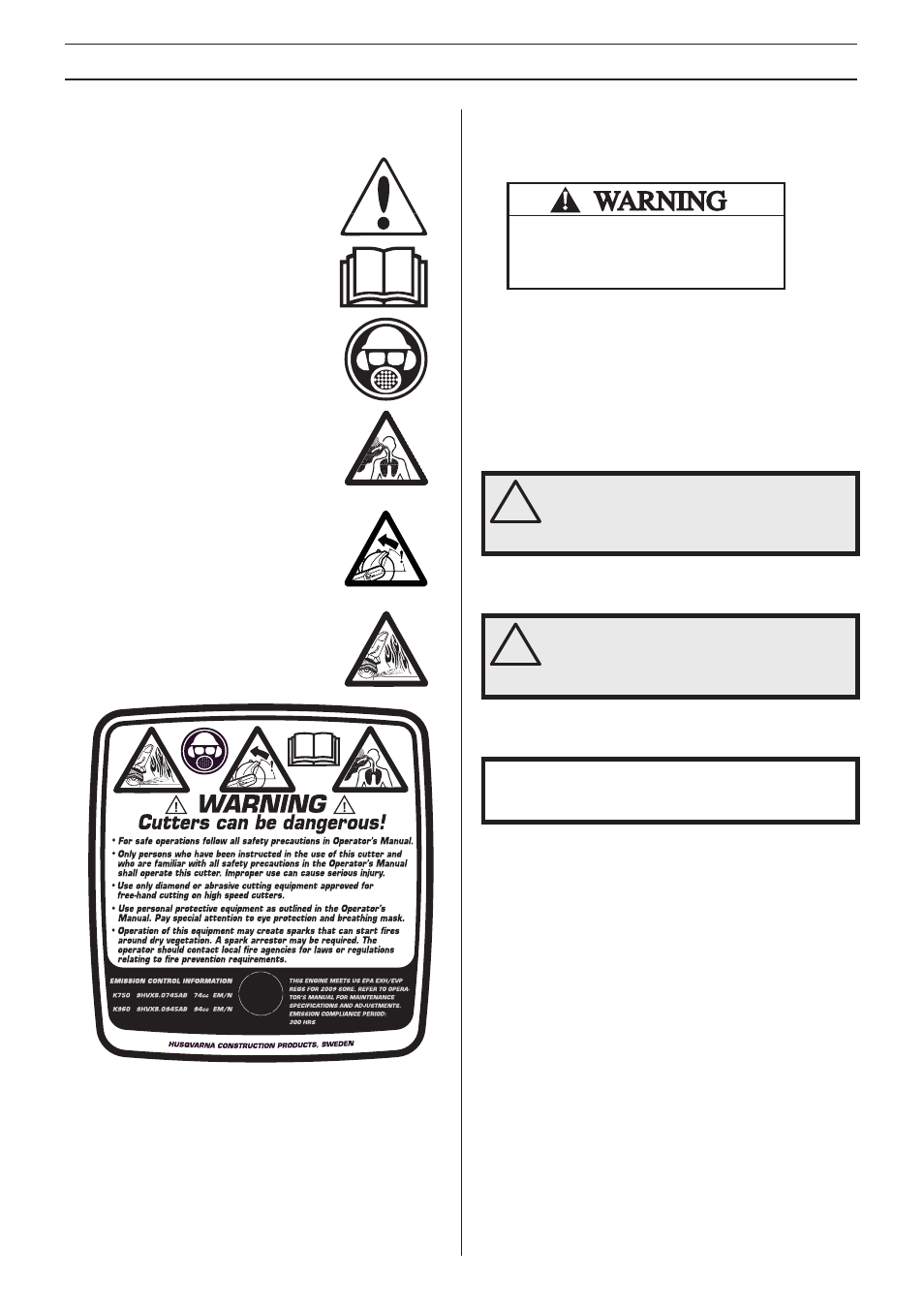 Symbols on the machine, Explanation of warning levels, Warning | Caution, Notice, Key to symbols | Husqvarna Cut-n-Break K 760 User Manual | Page 2 / 28