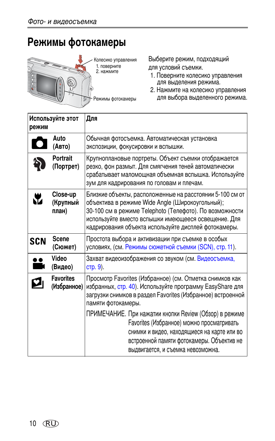 Режимы фотокамеры | Kodak LS753 User Manual | Page 16 / 73