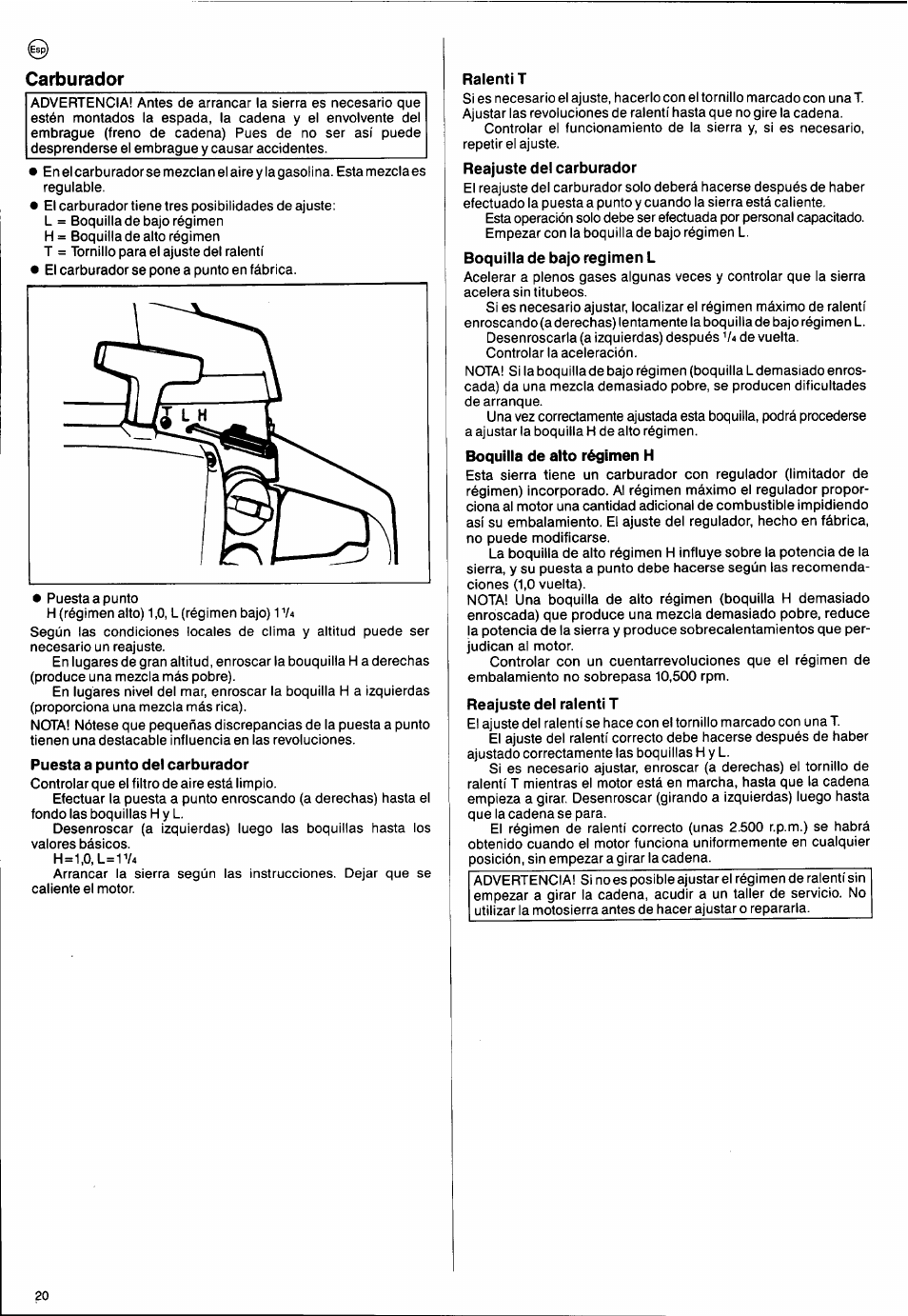 Carburador | Husqvarna 2101xp User Manual | Page 20 / 42