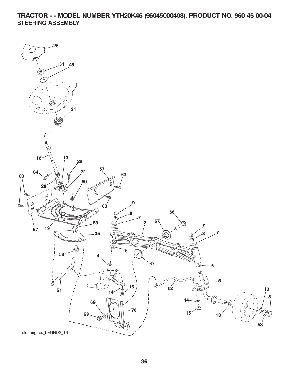 Steering assembly | Husqvarna 532 42 20-50_R1 User Manual | Page 36 / 45