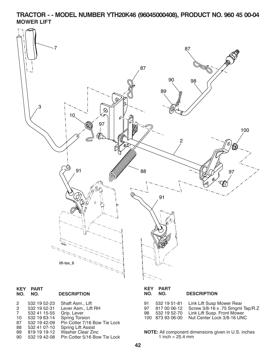 Mower lift | Husqvarna 532 42 20-50_R1 User Manual | Page 42 / 45